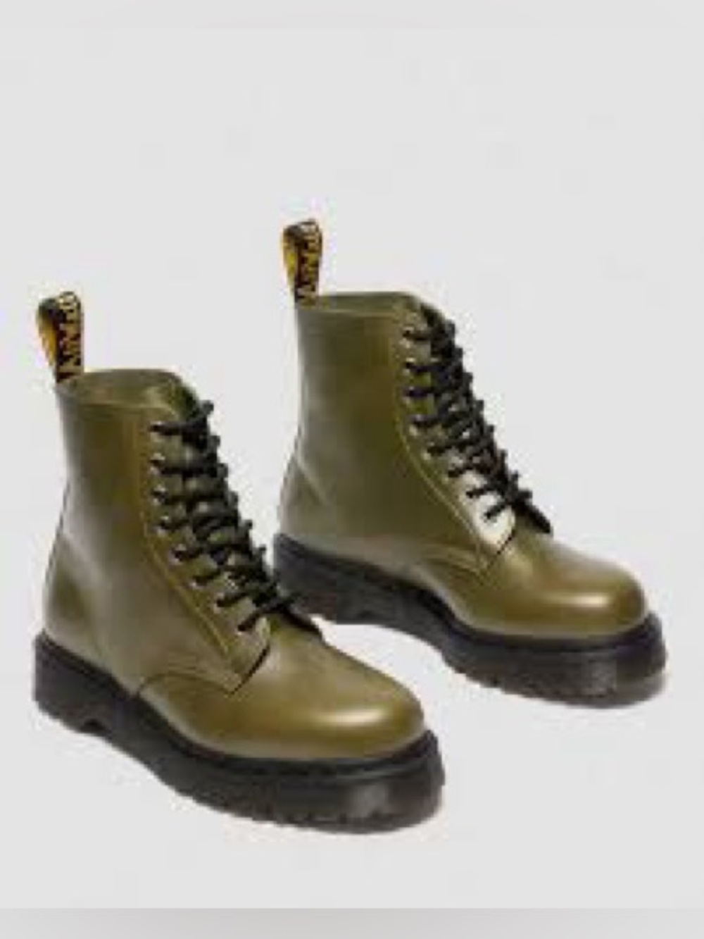 Dr. Martens 1460 Pascal Bex Olive Green Leather Platform Combat Boots M9 W10